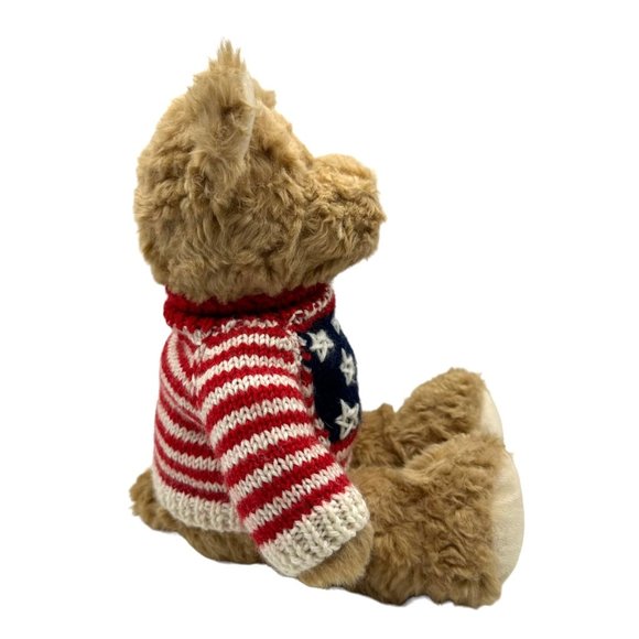 Teddy Bear Tan Brown Eyes Stars Stripes Shirt Gina Stuffed Animal Plush Toy - Picture 3 of 10